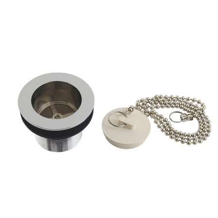 KINGSTON BRASS 112 Chain and Stopper Tub Drain with 112 Body Thread, Polished Chrome DSP15CP